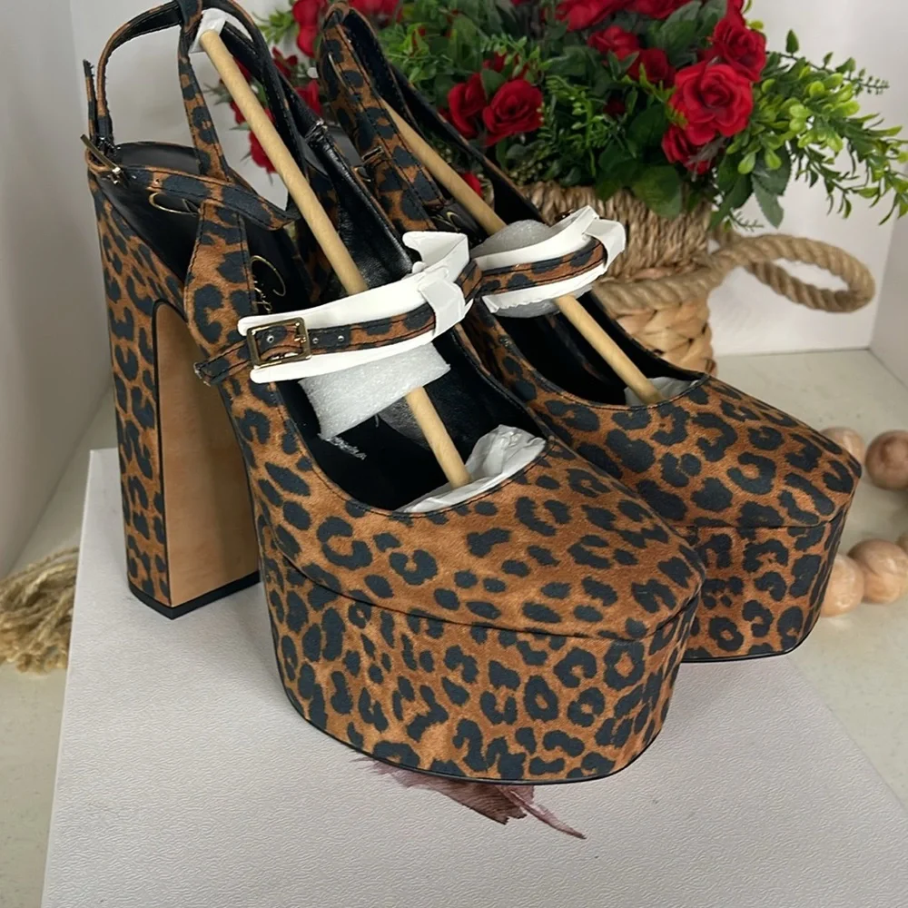 Jessica Simpson Leopard Print Platform Mary Jane Pumps